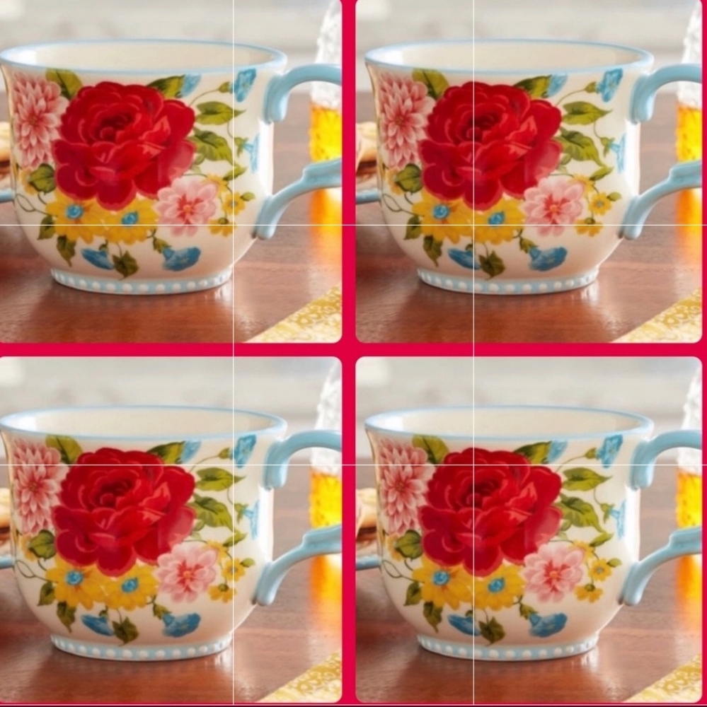 💜 New Pioneer Woman Sweet Rose Set of 4 Mugs
